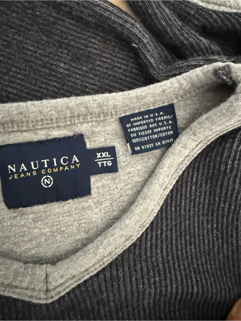 Nautica Men’s XXL corduroy V-neck pullover long sleeve elbow patch navy blue top - Picture 5 of 5